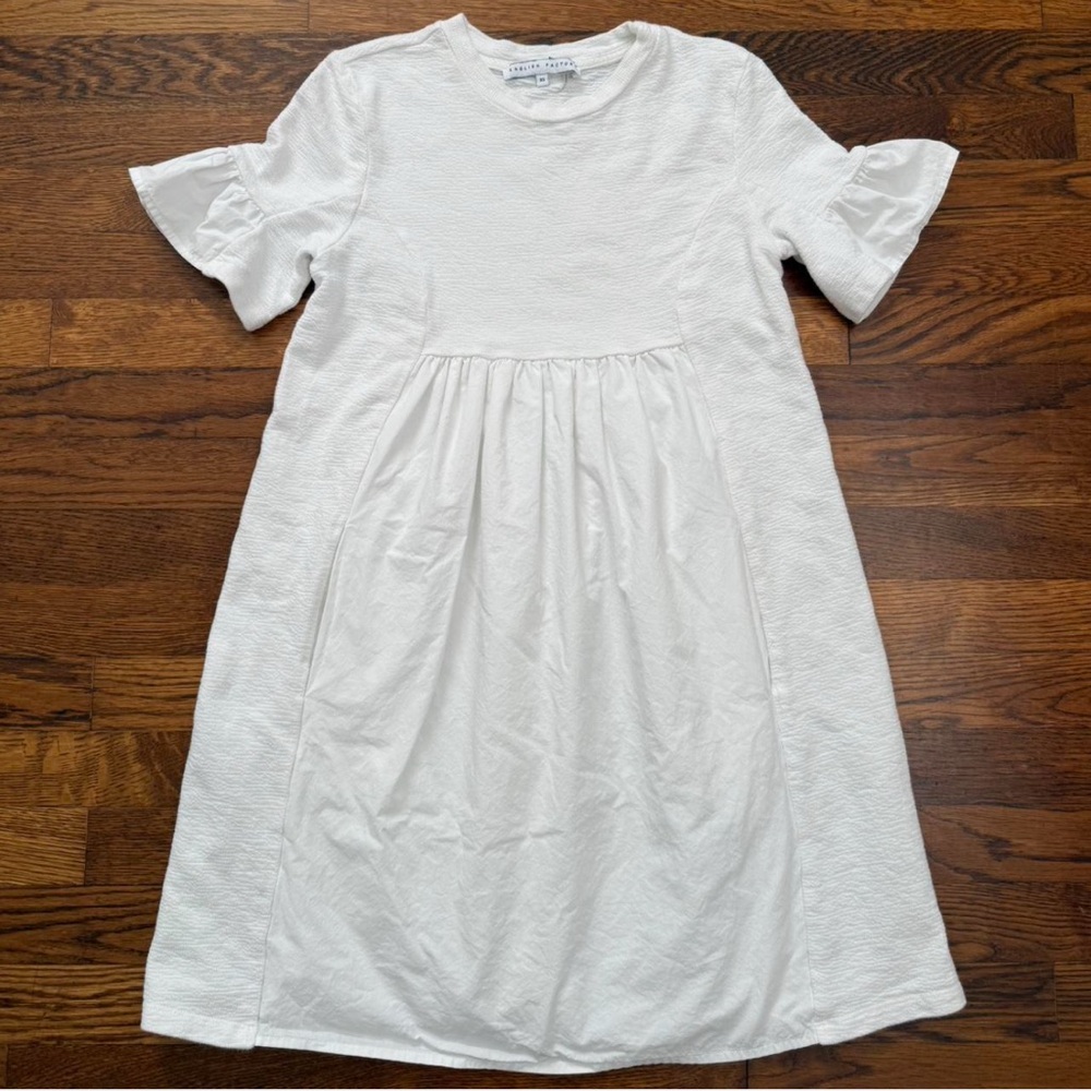 English Factory white babydoll sundress  with ruffle sleeves - size XS
